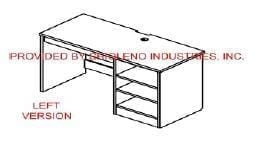 Gemini 55w lh open desk w/rh pedestal shelf, gemini