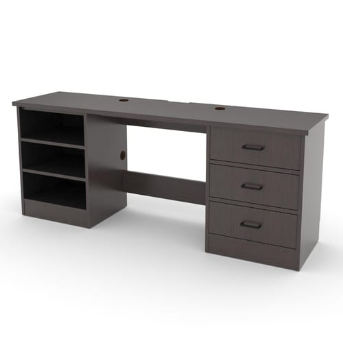 Gr-208-cg 74w desk w/lh pedestal shelf & rh drawers / gemini