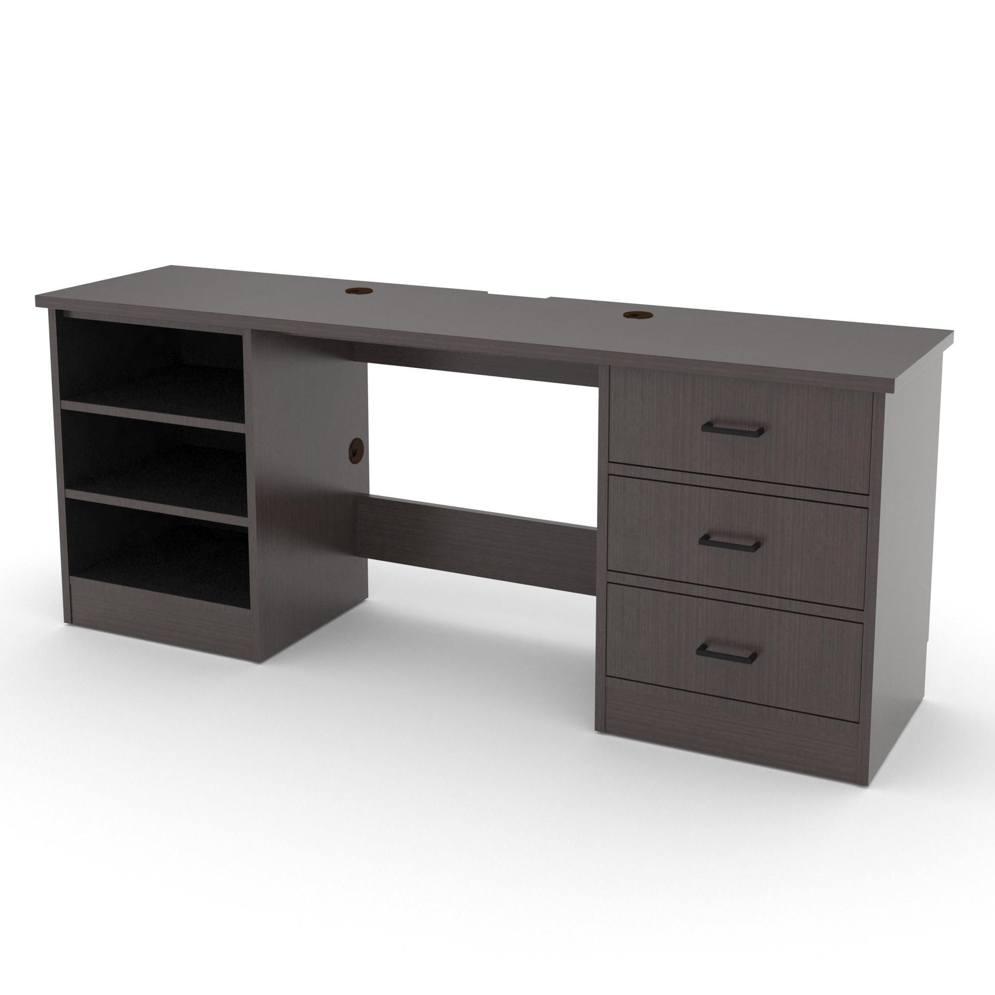 Gr-208-cg 74w desk w/lh pedestal shelf & rh drawers / gemini
