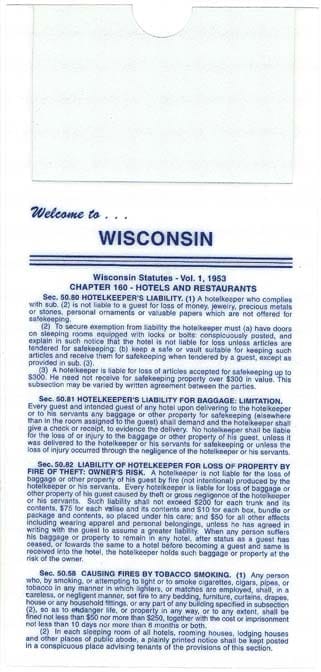 M6-O Law Card Wisconsin