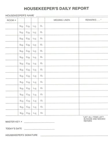 M6-O Housekeepers Daily Re