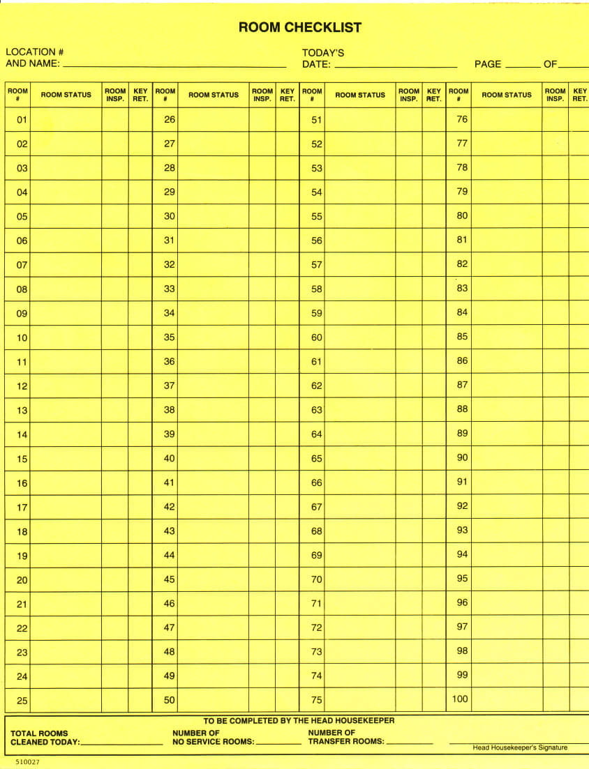 Pod - M6-O Room Checklist