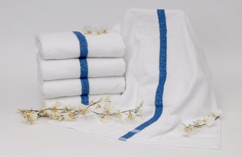 POOL TOWEL - BLUE CENTER STRIPE