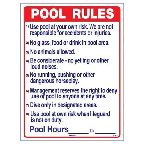 Commercial Pool Rules Sign